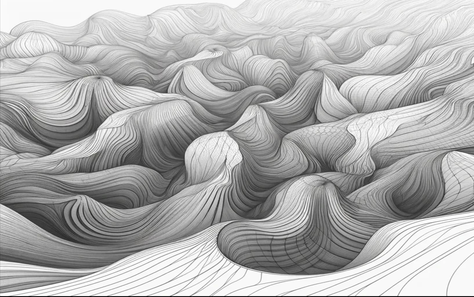 An abstract of a hilly landscape